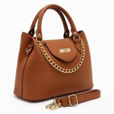 Bolsa Média Feminina Detalhes De Corrente Com Alça Transversal E Divis