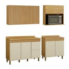 Cozinha Completa Com 2 Armários Aéreos E 2 Balcões Dakota Cinamomo-off White