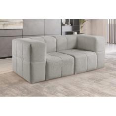 Sofá Box Assentos Fixos 2 Lugares Bouclé Cinza