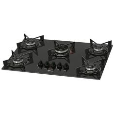 Fogão Cooktop Fischer 5Q Fit Line Gás Mesa Vidro Bivolt
