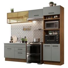 Cozinha Completa Madesa Agata 270005 com Armário e Balcão (sem Tampo e Pia) - Rustic/cinza