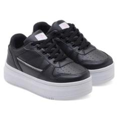 Tênis Jogger Feminino Tratorado Cadarço Leve Conforto Macio-Feminino