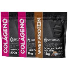 Kit: Whey Protein Concentrado 1Kg + Colágeno 2Kg - 100% Importado - Soldiers Nutrition-Unissex