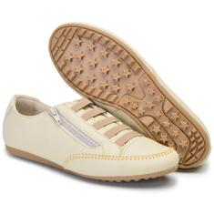 Tênis feminino Sapatênis Bella Dama em Couro Eco com Elástico e Ziper Calce Fácil-Feminino