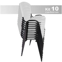 Kit 10 Cadeira Empilhavel Iso Plástica Fixa Cadeiras Para Igreja Escri
