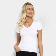 Camiseta Hering Básica Gola V Feminina-Feminino