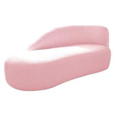 Divã Recamier Curvo Luna 160cm Lado Esquerdo Suede - Doce Sonho Móveis Cor Rosa Bebê