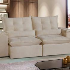 Sofá San Paulo Retrátil e Reclinável - Assento com Molas – 210 Cm Bege