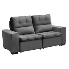 Sofá Retrátil e Reclinável 150 cm Classic Veludo Cinza Chamby Móveis -