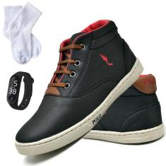 Kit Tênis Infantil Masculino Cano Médio + Relógio + Meia - Polo Blu, P