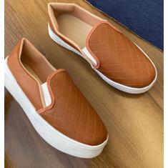 Tênis slip on feminino quadradinho casual sapatilha calce fácil confor