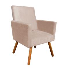 Poltrona Nina Suede Pés Palito Castanho D´rossi Bege