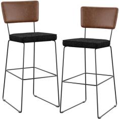 Kit 02 Banqueta Alta Cozinha Sala Jantar Allana L02 material sintético