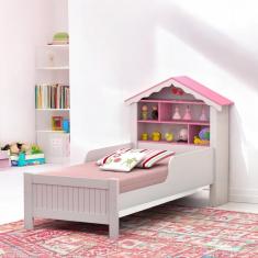 Cama Solteiro Casinha Princesa Branca E Rosa Com Colchão