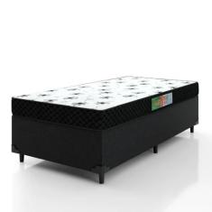 Cama Box Solteiro Colchão Espuma 88x188x50cm Polar Branco / Preto - PR