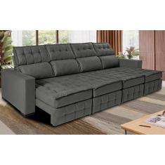 Sofá Retrátil e Reclinável 3,20m Molas Ensacadas e Costura Tripla Cama inBox Nobre. Suede