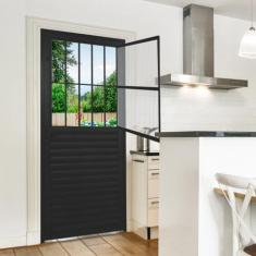 Porta de Alumínio Lambril 210x90cm Postigo Hale Esquadrias Abertura Di