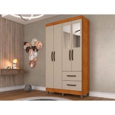 Roupeiro Estrela em MDP com Espelho 4 Portas 2 Gavetas Sallêto