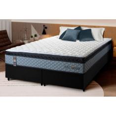Conjunto Cama Box Espuma Chicago Cinza Queen 158x198x57