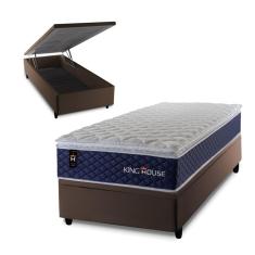 Conjunto Box Baú Lagras Azul 88x188x73 c/ Molas Ensacadas