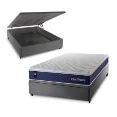 Conjunto Box Baú Lagras Azul 138x188x73 c/ Molas Ensacadas