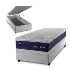 Conjunto Box Baú Lagras Azul 88x188x73 c/ Molas Ensacadas