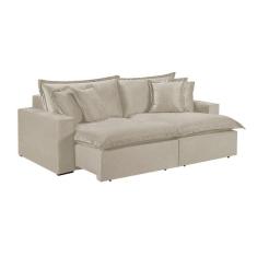 Sofá 4 Lugares Retrátil Com Encosto Fixo Linho M-145 Martins Creme