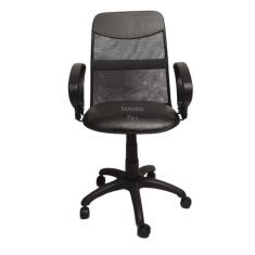 Cadeira  diretor tela giratória com faixa e braço fixo corano preto