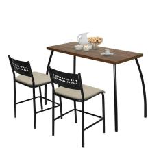 Mesa Com Duas Cadeiras Fit Flora Preto E Bege
