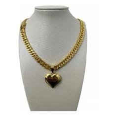 Cordão Grumet 10mm Feminino + Pingente Banhado A Ouro 18k - ToJoia18k