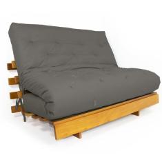 Sofá Cama Casal Futon Tokio Cinza Madeira Maciça Grapia Cor Natural - 