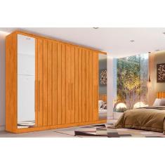 Guarda Roupa Casal 6 Portas (4 Ripadas E 2 C- Espelho) E 4 Gavetas Oxford Peroba - Europa