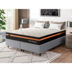 Conjunto Cama Box c/ Molas Ensacadas Sirius Preto King 193x203x65