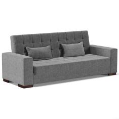 Sofá Cama Decorativo 210Cm Beesley Linho Grafite - Gran Belo