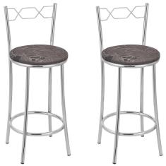 Kit 2 Banquetas Cromadas Bc51-c B206 Cromado-marrom