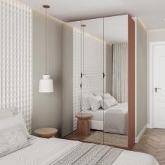 Guarda Roupas Modulado Com Espelho 3 Portas Com Cabideiro Hera Cabecasa Madeiramadeira Louro-preto