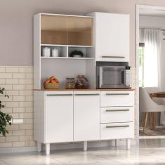 Armário De Cozinha 5 Portas 3 Gavetas Absoluto Branco