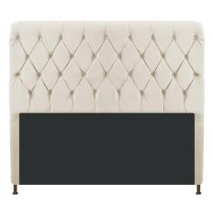 Cabeceira Estofada Cristal 195 cm King Size Com Capitonê Corano Bege -