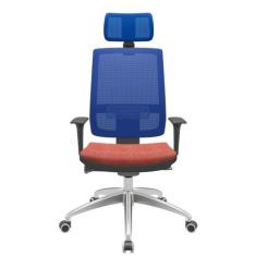 Cadeira Office Brizza Tela Azul Com Encosto Assento Concept Rosé Autoc