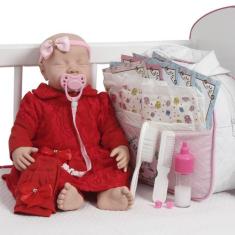 Boneca Reborn Toda De Silicone Careca Com Enxoval Completo - Cegonha R