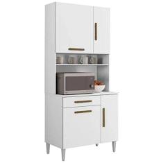Armário De Cozinha Bahia 4 Portas 1 Gaveta Branco Kaiki Móveis