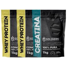 Kit: Whey Protein Concentrado 2Kg + Creatina Monohidratada 1Kg - 100% Importado - Soldiers Nutrition-Unissex