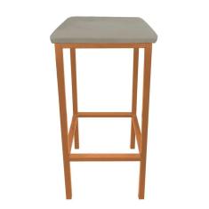 Banqueta Industrial Donna Suede Base Cobre Marrom Rato