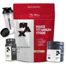 Hipercalórico Mass Titanium 3Kg+ Creatina 150G+ Bcaa 100Cap - Max Tita