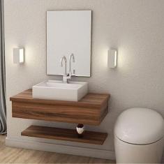 Bancada para Banheiro 80cm com Cuba Q39 e Prateleira 805w Metrópole Compace Nogal