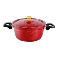 Caçarola Panela de Alumínio Craqueada Alça Baquelite Vemelha 18cm - DI