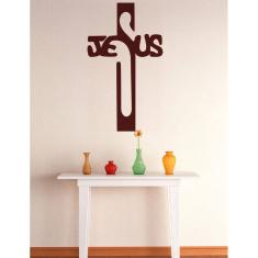 Adesivo Decorativo De Parede Crucifixo Com Nome Jesus Cruz