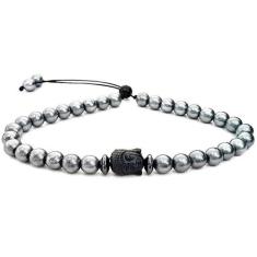 Pulseira De Pérola Prata Buda Preto Feminina Gafeno - Gafeno Acessório
