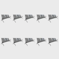 Kit 10 Cadeiras para Escritório Longarina 3 Lugares Dubai