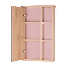 Espelho Para Banheiro Com Armário Milano Carvalho E Rosa